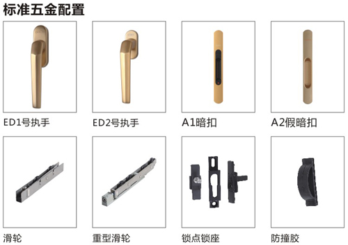 伊盾門窗標準五金配置